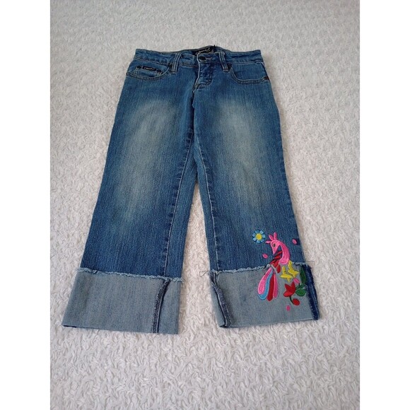 Clash jeans embroided ankle girl Blue jeans  Size 0 - Picture 1 of 10